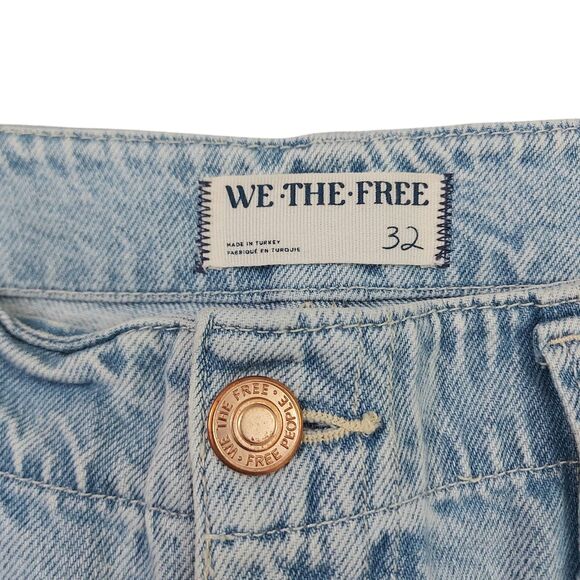 We The Free Jeans Womens 32 Blue Wide Leg Slouchy Baggy Cuffed Major Leagues - Picture 5 of 12